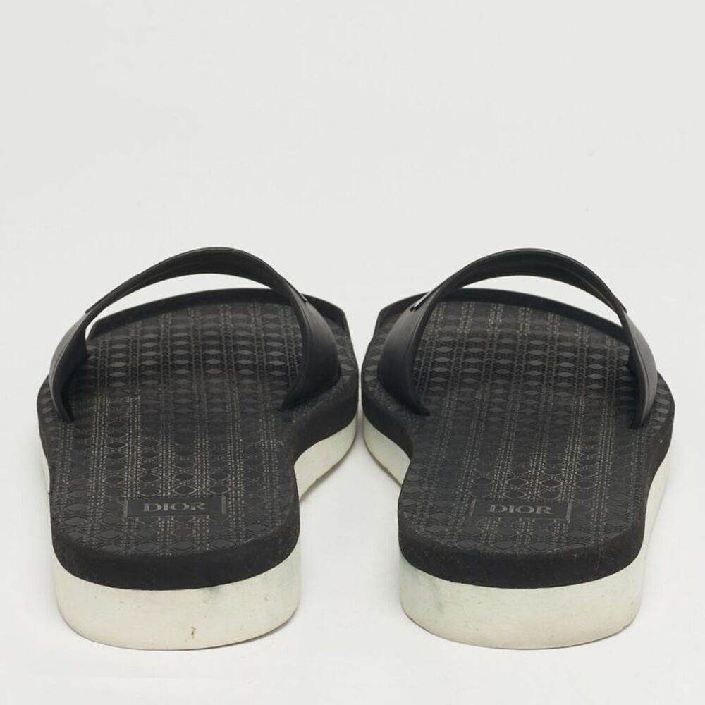 Dior Alpha Size 40 Black Rubber Flat Slide Sandals - Picture 5 of 7